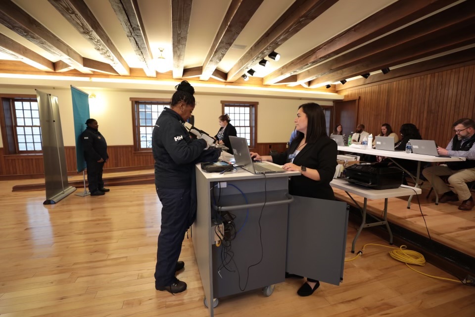 Secretary of State mobile office staff assist customers on Mackinac Island 