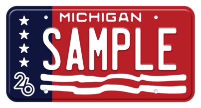 Red White and Blue License Plate