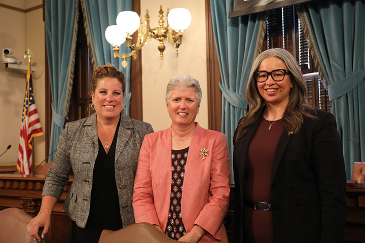Senate Fiscal Agency Director Kathryn Summers, House Fiscal Agency Director Mary Ann Cleary, and State Treasurer Rachael Eubanks.