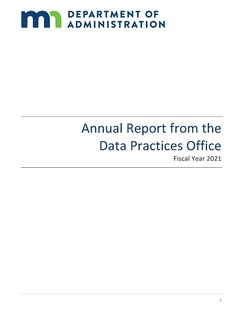 Cover Page of 2021 Data Practices Office Annual Report