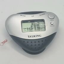 A triangular device; the Talking Pedometer