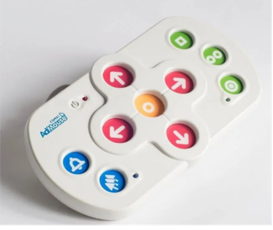 Admouse device, it has colorful recessed buttons to replace functions of a mouse such as arrows and a double click