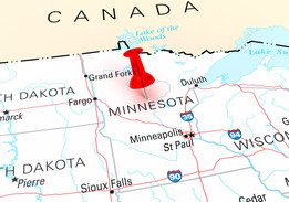Map of Minnesota with thumbtack