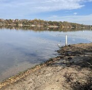 Lake Bavaria with very low water levels in 2022