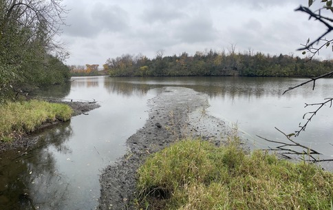 Big Woods Lake in Chaska with a sediment delta forming due to ravine erosion
