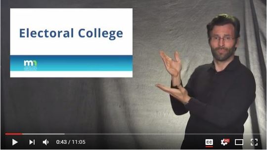 Still image of Doug Bowen-Bailey in the Electoral College Explained vlog