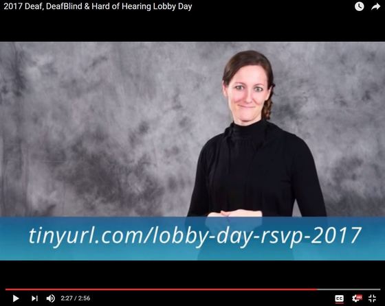 Still frame from the Lobby Day ASL video, with Misty Schomberg