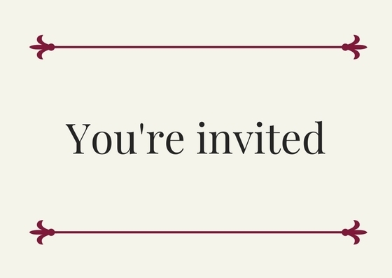 Image file with the following text, "You're invited" and red arrows above and below the text.