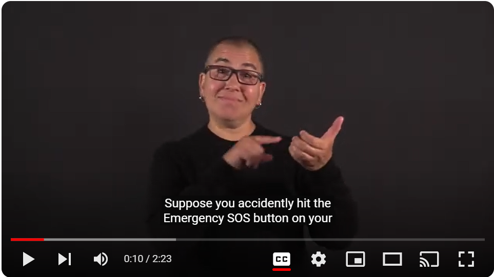 Still frame from the accidental 911 call ASL video