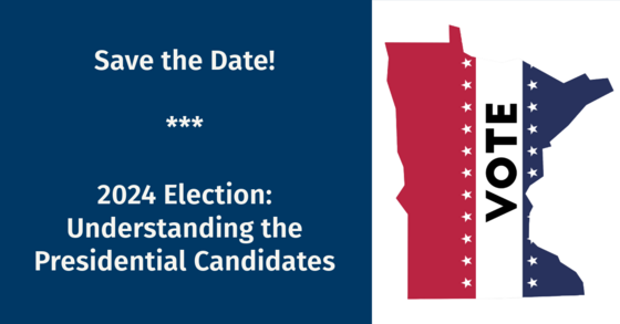 Header for save the date for presidential candidates event