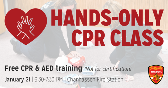 Hands-Only CPR Class | Free CPR & AED Training (Not for certification) | January 21, 6:30-7:30 PM, Chanhassen Fire Station