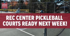 Rec Center Pickleball Courts Ready Next Week! | Pickleball court with two players playing