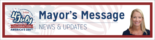 Mayor’s Message: News & Updates banner with 2026 Chanhassen 4th of July Celebration logo and mayor portrait.