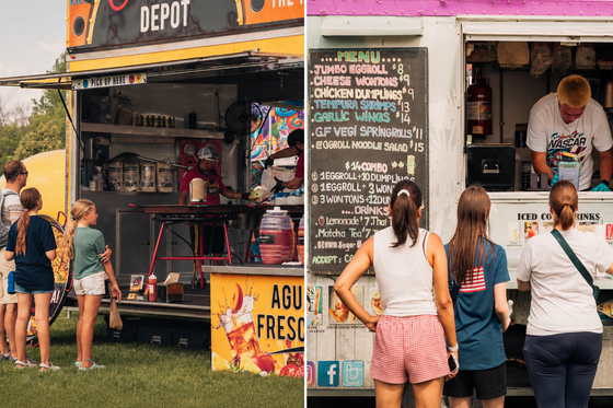 People line up at food trucks during Chanhassen’s 4th of July Celebration.