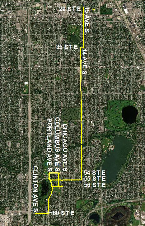 Map of CenterPoint Energy's Minneapolis 2019 Belt Line Project