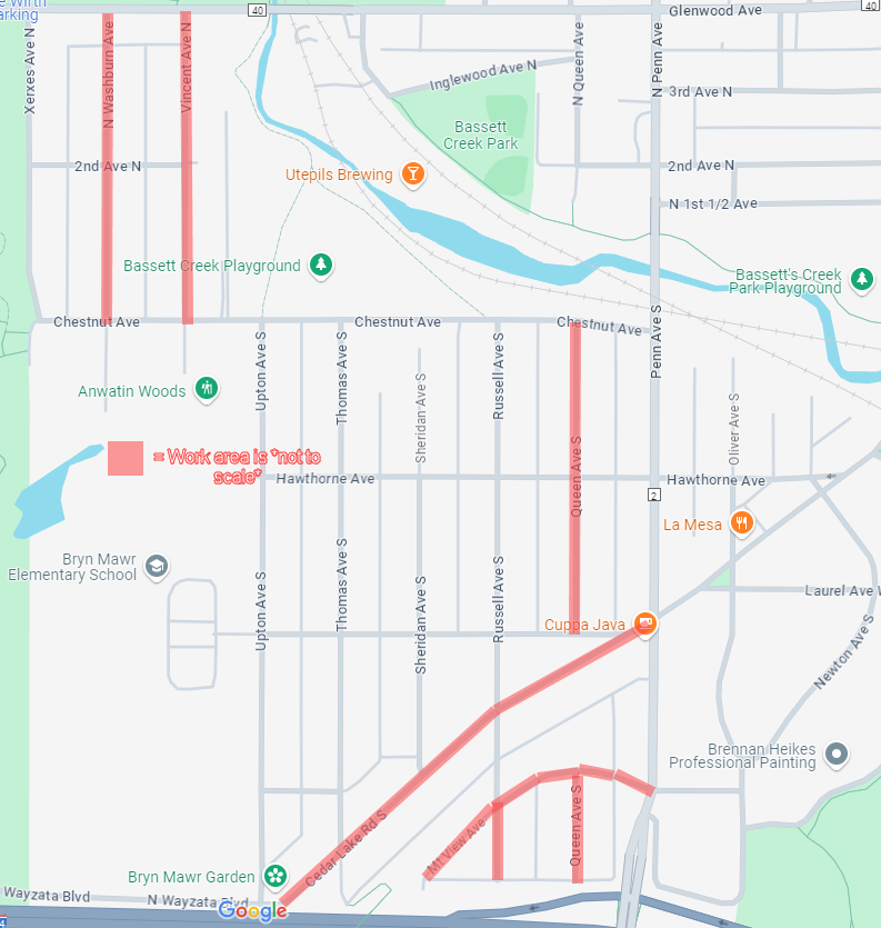 Map of service work in Bryn Mawr - week of Oct. 28