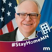 Governor Walz, with words that read #StayHomeMN