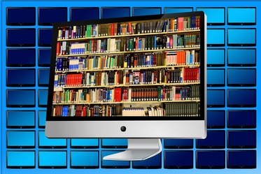 Image of bookshelves displayed on a computer screen