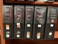 Image of Minnesota CLE deskbook spines on a bookshelf