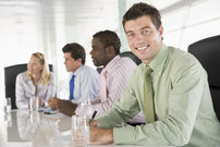 Young business executives at a meeting