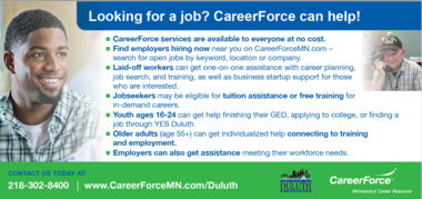 Duluth utility bill insert highlighting CareerForce resources