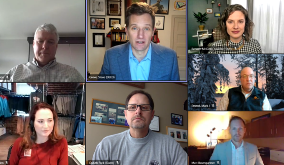 Group speaking virtually during Build What Matters Roundtable