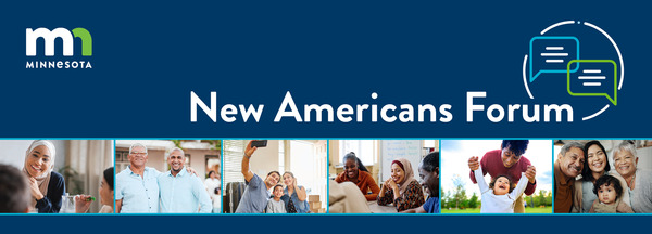 New American Forum with multiple of diverse people and Minnesota logo