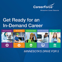 Drive for 5 graphic with images of people working in construction, education, health care and social assistance, manufacturing and IT