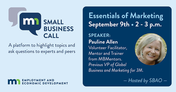 Pauline Allen will be the guest speaker for our small business call in September