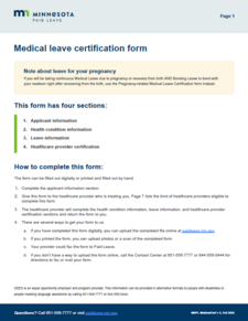 Medical leave certification form