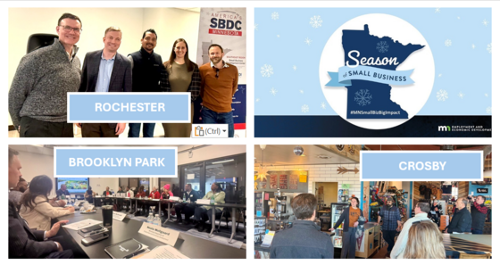 DEED celebrated the season of small business in Crosby, Rochester and Brooklyn Park in December