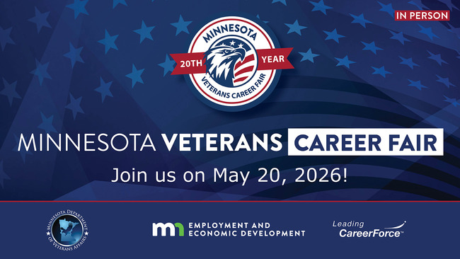 20th Annual Veterans Career Fair May 20 2026 with DEED and MDVA logo