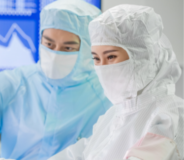 People in sterile uniforms