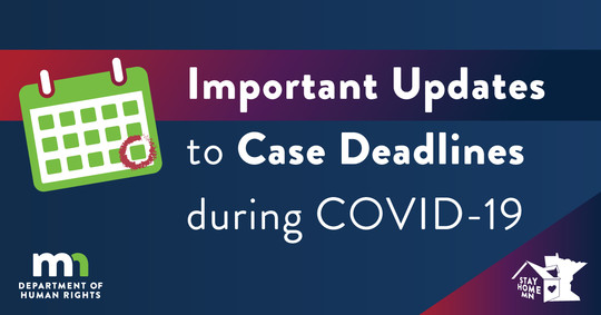 Calendar graphic with the words "Important Updates to Case Deadlines during COVID-19."