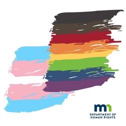 LGBTQ and Transgender Flags with Minnesota Department of Human Rights Logo