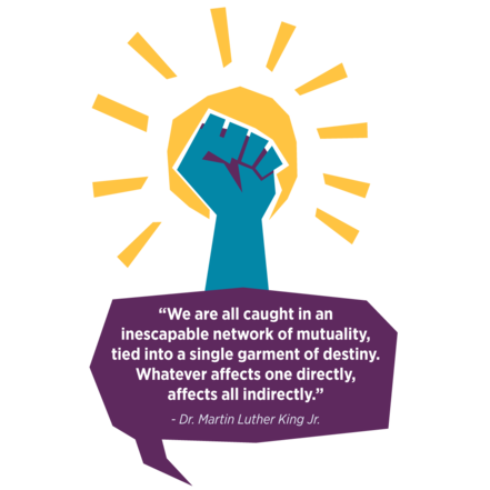 MLK Quote with Sun and Fist