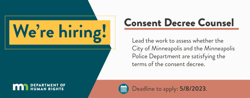 We're hiring! Consent Decree Counsel