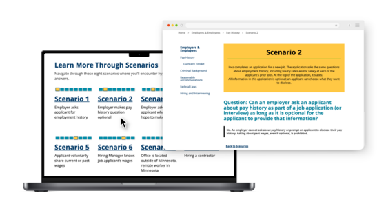 Pay History webpage scenario section