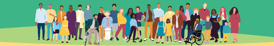 Diverse group of people and families