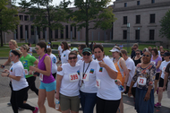 Stephanie Propson, Mary Britt and Commissioner Emily Piper participate in Run@Work Day