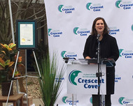 DHS Commissioner Emily Piper spoke at the Grand Opening for Crescent Cove, a respite and hospice home for kids, on Nov. 16.