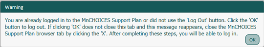 MnCHOICES screenshot showing browser warning