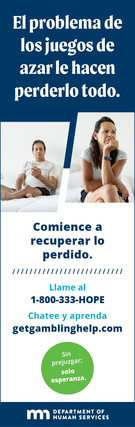 Ad encouraging people to seek help for problem gambling behaviors