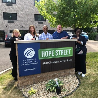 Hope Street opening day with Commissioner Jodi Harpstead and others