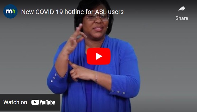 Regina signing 19. YouTube play button in the middle.