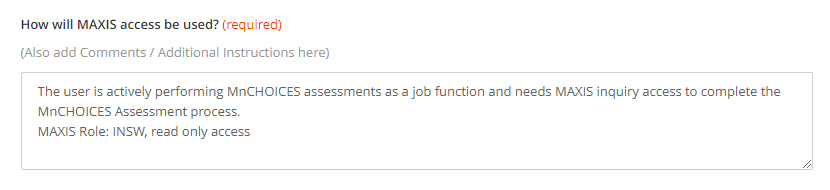 SSAM access request section How will MAXIS accessed.