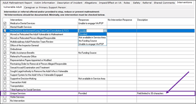 Unique Services intervention