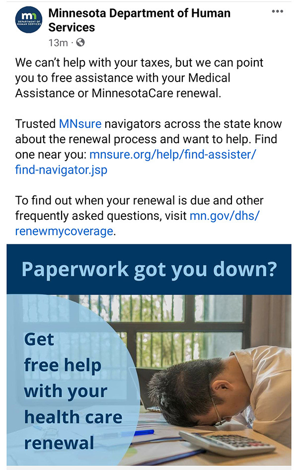 Help with health care renewals