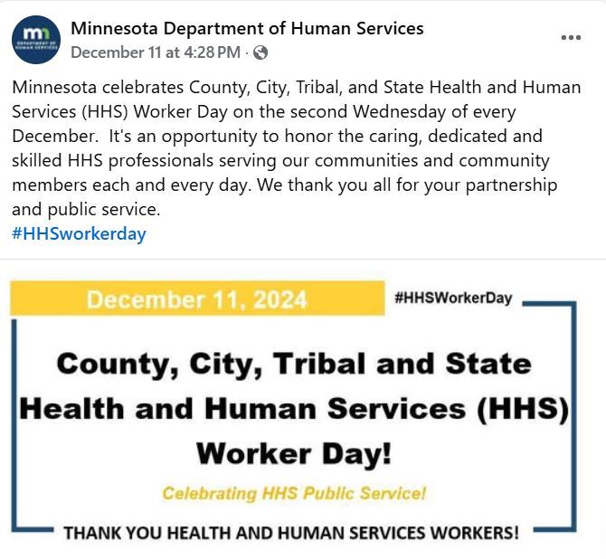 2024 Health and Human Services Worker Day social media post