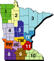 Map of Minnesota organized by the DEED economic development regions 